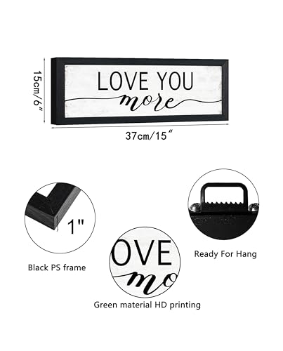 Love You More Framed Wall Art, Rustic Farmhouse Bedroom Decor 6x14.5