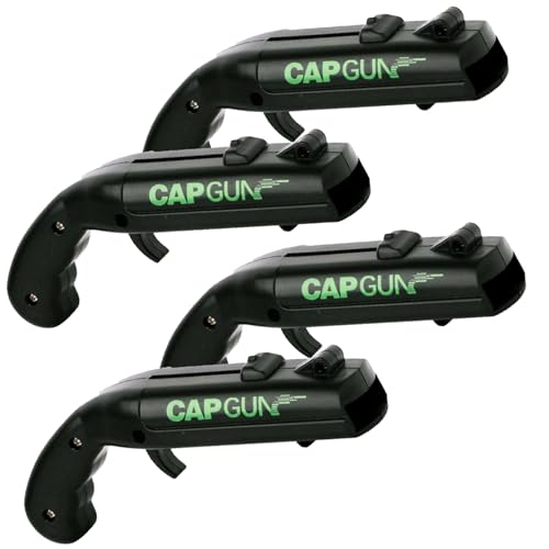 Evernew Living 4-Pack Black Cap Gun Bottle Opener with Cap Launcher - Novelty Beer Accessory