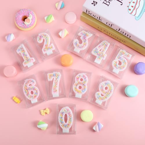 Pastel Pink Macaron Number 1 Birthday Candle with Holder - Cake Topper