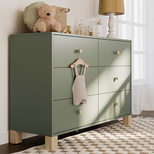 6-Drawer Wood Dresser for Kids Bedroom with Safety Interlocking System