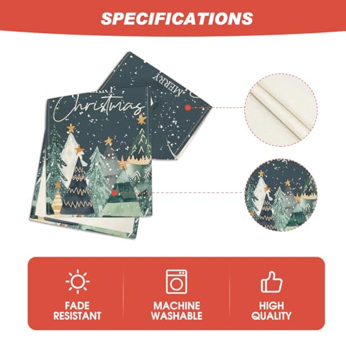 Artoid Mode 13x60 inch Snow Trees Table Runner - 210 GSM Polyester, Christmas Holiday Kitchen Decor