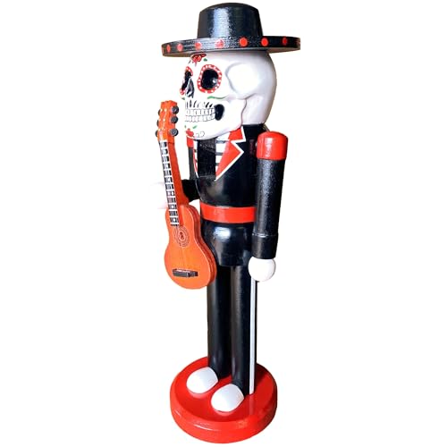 14-Inch Day of the Dead Nutcracker - Handpainted Mexican Holiday Decor