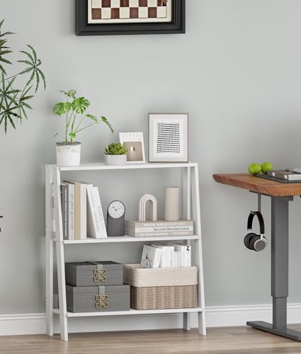 3-Tier Ladder Bookshelf, Small Freestanding Storage Shelf for Home Office