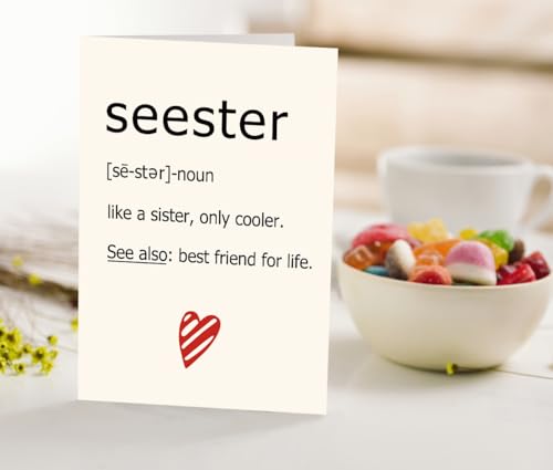 Seester Definition Card for Sister Gifts - Funny Sister Birthday & Christmas Card S2
