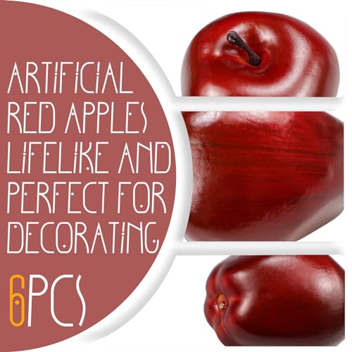 Artificial Red Apples - Foam Decorative Fruits (6 Pcs)