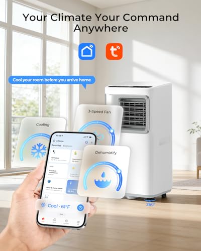 16000 BTU Portable Air Conditioner 5-in-1 Smart AC Unit for Large Rooms