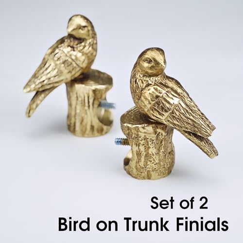 Decorative Bird Curtain Rod Finials, Set of 2 for 1-Inch Rods