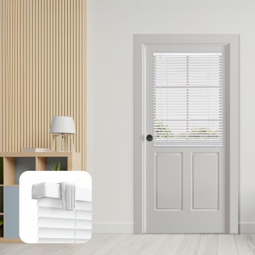 DEZ FURNISHINGS 25x42 Inch Magnetic Cordless Mini Blinds for Metal Doors, White