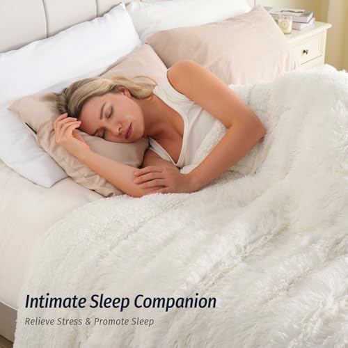 Weighted Blanket 15lbs Twin Size Faux Fur - Soft Plush Throw