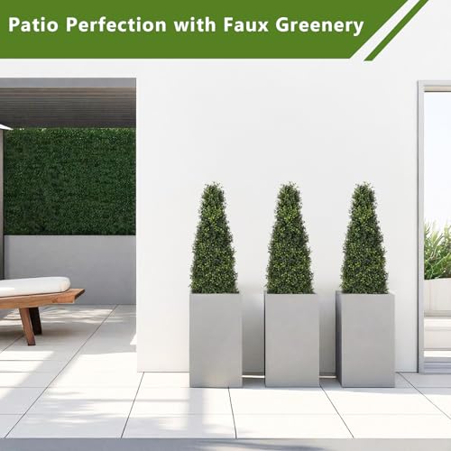 4ft Artificial Boxwood Topiary Trees (Set of 2) - UV Resistant Faux Plants