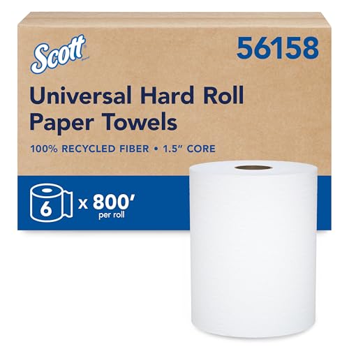 Commercial Hard Roll Paper Towels - White, 800 ft Rolls (6 Pack)