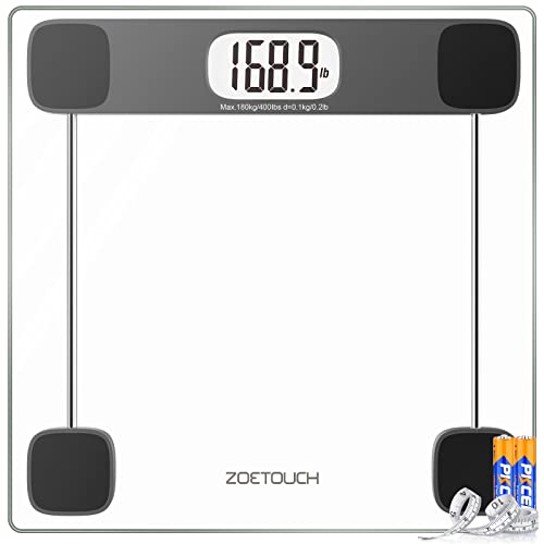 Digital Bathroom Scale for Body Weight, 400lb Capacity with Measuring Tape