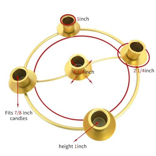 Gold Metal Advent Wreath Candle Holder Ring - Fits 5 Taper Candles