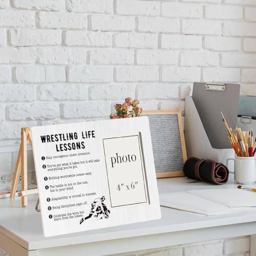Wrestling Life Lessons Picture Frame – 8x10 (holds 4x6) Wooden Gift, Wrestling