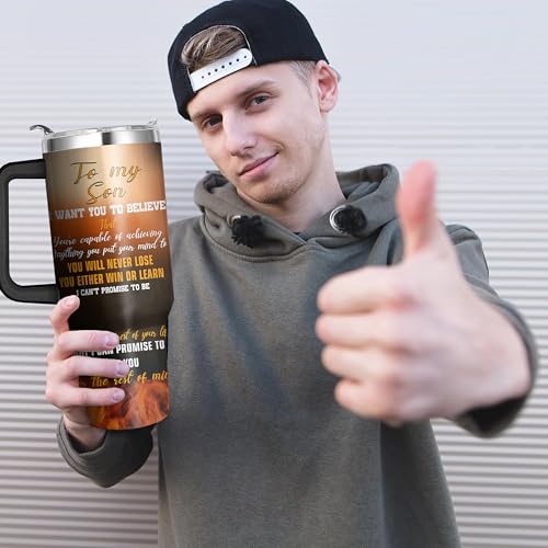 Son Tumbler-1 - 40 Oz Insulated Gift Mug for Son from Mom/Dad, Father's Day & Birthday Gift