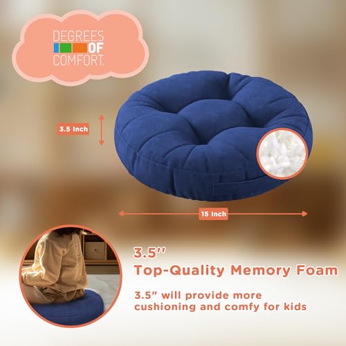 15-Inch Round Floor Cushions for Kids, 6-Pack Waterproof Classroom Seating