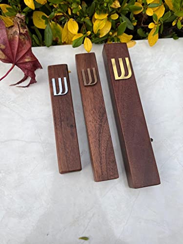 7-Inch Wooden Mezuzah Case for Door - Modern Peel and Stick Jewish Decor