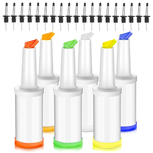 Darckle 6-Piece Multi-Color Juice Pour Bottles & 20 Stainless Steel Pourers – 1L Reusable Bar & Kitchen Set