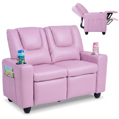 2-Seater Kids Recliner Sofa with Cup Holders and Storage Pockets
