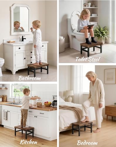 Heavy-Duty Wooden Step Stool for Adults & Kids - 480 lbs Capacity