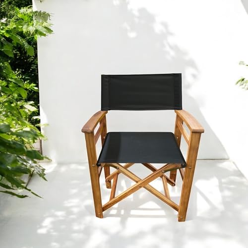 Patio Wise Wooden Folding Director's Chair - Indoor & Outdoor Portable Seating
