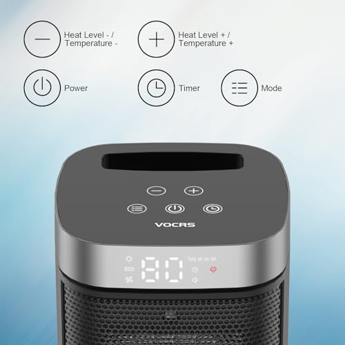 Small Portable Electric Space Heater with Thermostat and Remote