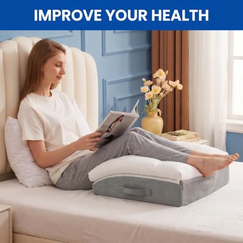 Dual Layer Memory Foam Leg Elevation Pillow with Washable Cover