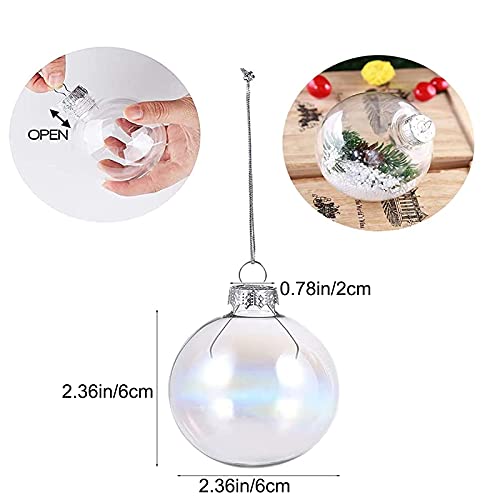 20-Pack Clear Plastic Fillable Ornament Balls (60mm) with Removable Caps