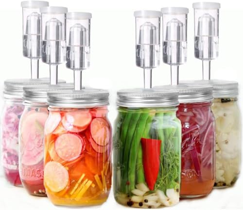 Fermentation Kit 6 Set with Stainless Steel Wide Mouth Lids and Airlocks