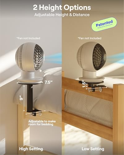 Adjustable Fan Holder Mount for Bunk and Lofted Dorm Beds, Black