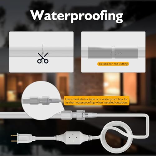 16.4ft LED Neon Rope Light, 110V Waterproof Dimmable Strip for Indoor Outdoor