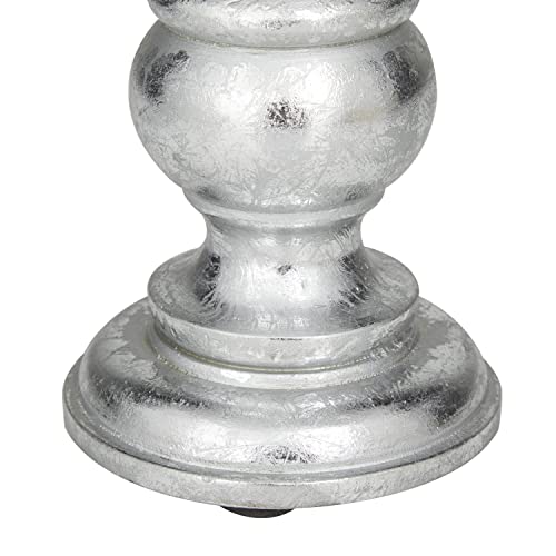 Deco 79 Traditional Mango Wood Pillar Candle Holder, Set of 3 10", 8", 6"H, Silver