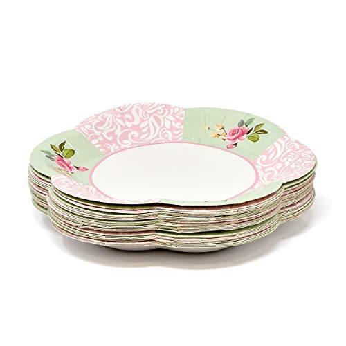 Gift Boutique Floral Tea Party Paper Cups & Saucers Set - 24 Pack, 5 Inch