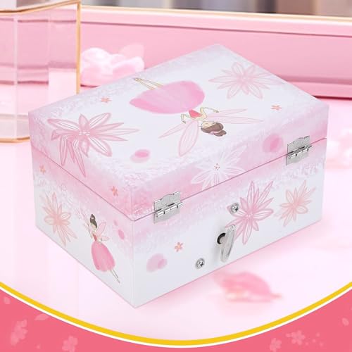 Spinning Ballerina Musical Jewelry Box for Kids - Wooden Storage Chest