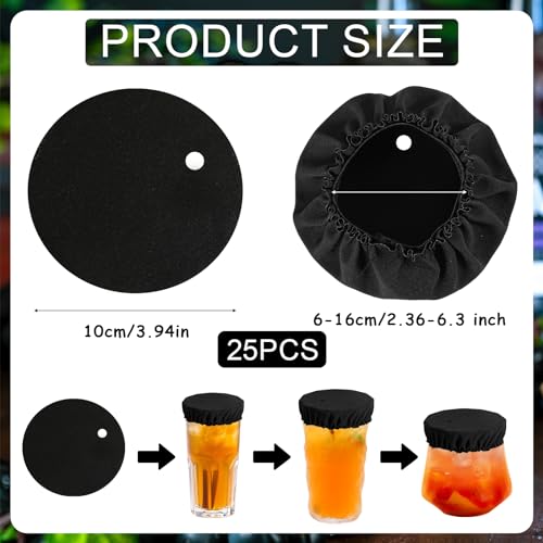 25pcs Elastic Drink Cover Scrunchies - Reusable Cup Protector for Parties