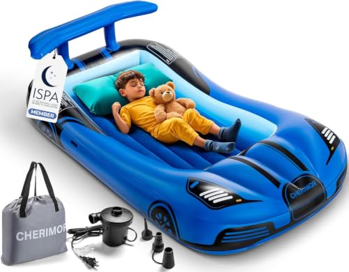 Inflatable Toddler Travel Bed with Safety Bumpers & Electric Pump, Portable