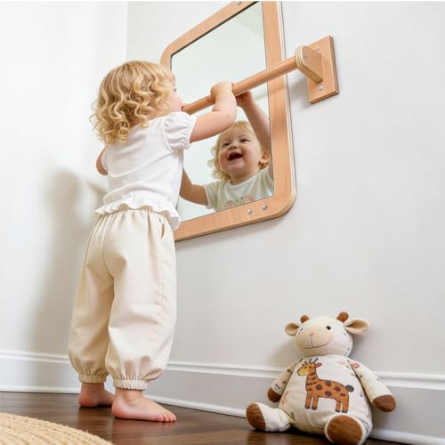 2-in-1 Montessori Sensory Mirror with Pull-Up Bar for Infants