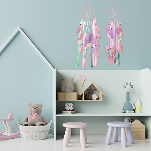 3 Pcs Dream Catcher Set - 8 Inch Sun, Moon, and Star Wall Hanging Decor