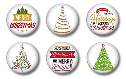 Blue Turtle Magnets Christmas Trees Set of 6 - Refrigerator Magnets, Christmas Decor (Variation: Christmas Trees)