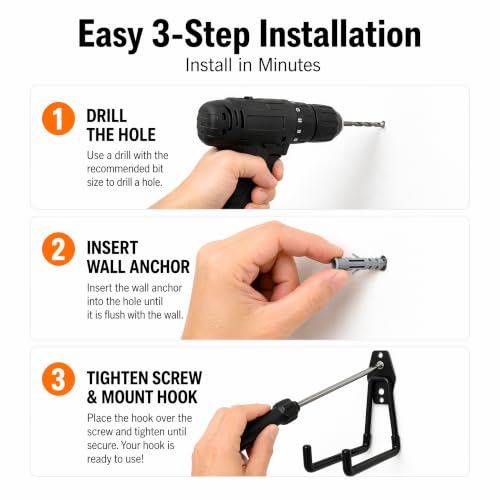 Heavy Duty Garage Wall Hooks 4 Pack Large Square Utility Hangers for Ladders and Bikes