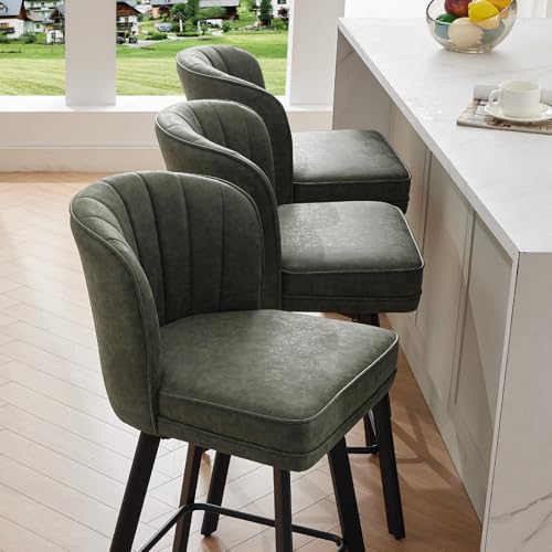 26-Inch Swivel Counter Height Bar Stools with Backs, Set of 2