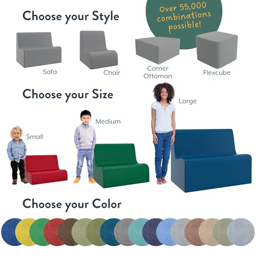 Small Foam Toddler Sofa - Water-Resistant Modular Kids Couch, Aqua