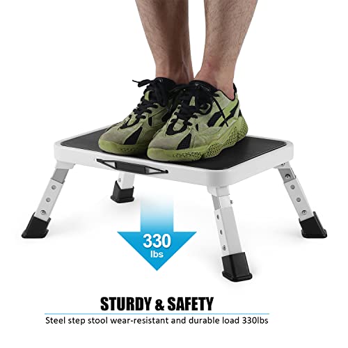 Height-Adjustable Folding Step Stool with Non-Slip Platform (330 lbs Capacity)
