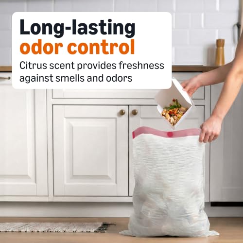13 Gallon Extra Strong Tall Kitchen Drawstring Trash Bags, Citrus Scent - 40 Pack