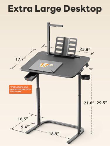 XXL Adjustable TV Tray Table with LED Lamp for Laptop and Couch Work