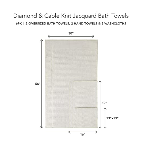 6-Piece Organic Cotton Jacquard Bath Towel Set, Extra Absorbent Plush Towels