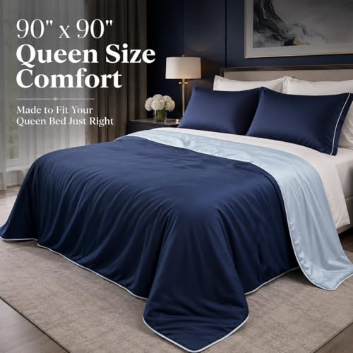 Cooling Comforter Queen Size - Lightweight Reversible Blanket for Hot Sleepers