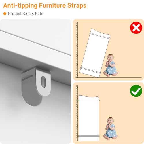 Vabches 7-Drawer Baby Dresser with White Finish, Kids Nursery Storage Organizer
