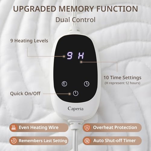 Heated Mattress Pad King Size with 9 Heat Settings and Auto Off
