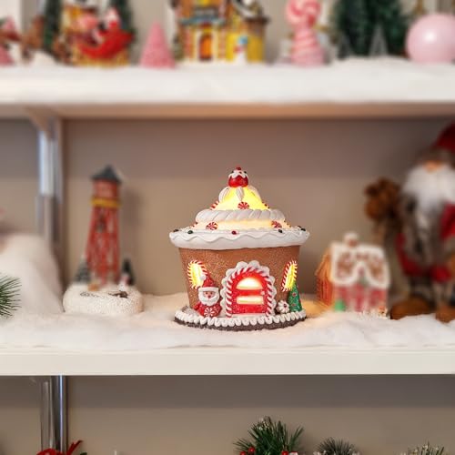 LED Lighted Christmas Gingerbread House Tabletop Decor - Resin Holiday Ornament